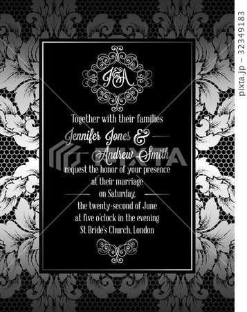 Vintage baroque style wedding invitation card 32349183