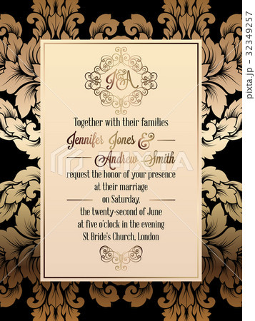 Vintage baroque style wedding invitation card Vintage baroque style wedding invitation card 32349257