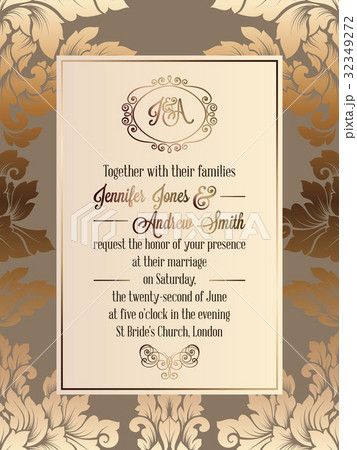 Vintage baroque style wedding invitation card 32349272