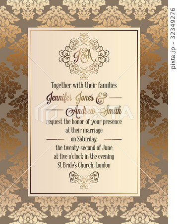 Vintage baroque style wedding invitation card Vintage baroque style wedding invitation card 32349276