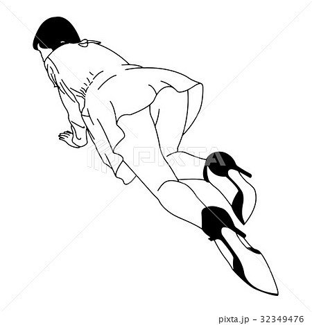 outline sexy kneeling woman from the back  32349476