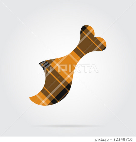 orange, black tartan icon - gnawed chicken leg 32349710
