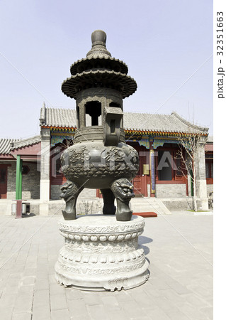 Copper censer in chinese temple 32351663