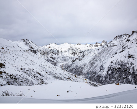Aerial view of transportation at snow mountain 32352120