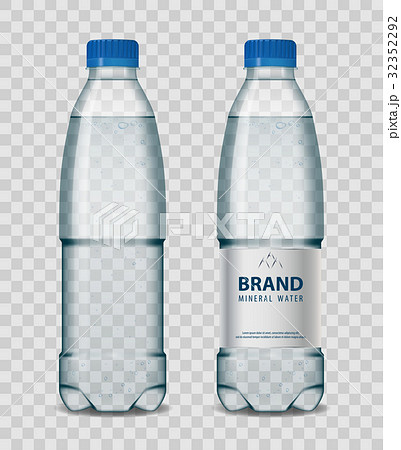 Plastic bottle with mineral water with blue cap on Plastic bottle with mineral water with blue cap on 32352292