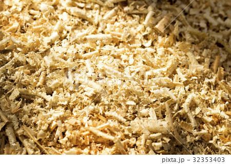 Wooden sawdust texture. Close-up view Nature 32353403