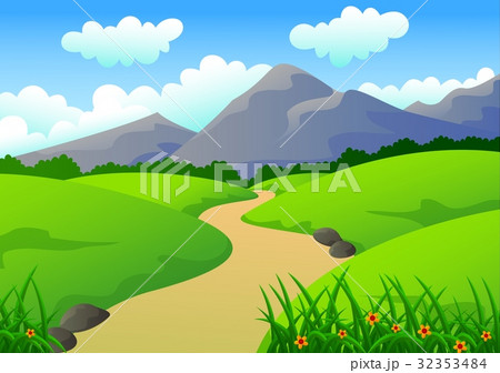 Beautiful Green Desert and mountain Landscape Beautiful Green Desert and mountain Landscape 32353484