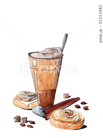 Latte with cinnamon rolls Latte with cinnamon rolls 32353982