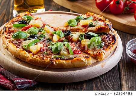 Pizza hawaii with beer Pizza hawaii with beer 32354493