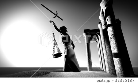 Broken lady of justice 3d rendering 32355137