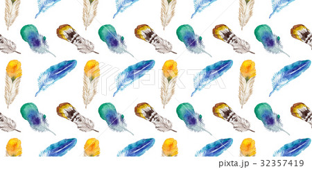 Watercolor bird feather from wing isolated. 32357419