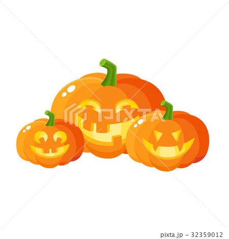 Three smiling, laughing, grinning pumpkin jack-o Three smiling, laughing, grinning pumpkin jack-o 32359012