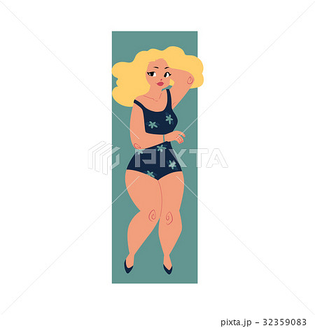 Plump, plus size blond curvy woman, girl in 32359083