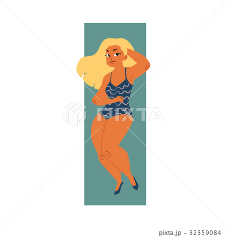 Plump, plus size blond curvy woman, girl in 32359084