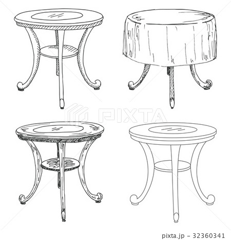 Sketch set isolated furniture. Different tables. 32360341