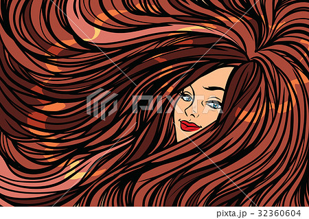 Beautiful girl with long hair left background Beautiful girl with long hair left background 32360604