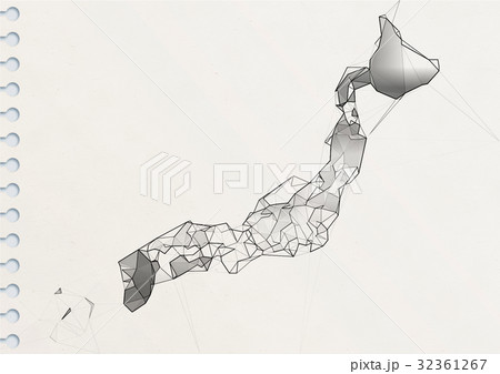 紙に描いた芸術的な日本地図のイラスト素材