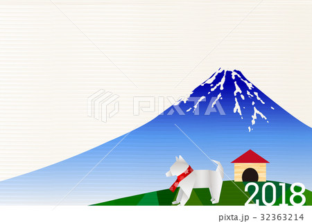 戌　富士山　年賀状　背景  32363214
