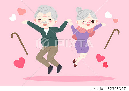 cute cartoon old couple - Stock Illustration [32363367] - PIXTA
