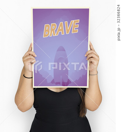 People holding aspiration word quote banner board 32366824