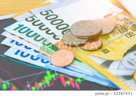 South Korean won currency and finance business.  32367451