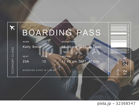 Flight detail banner on senior couple traveler background 32368547