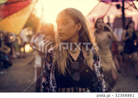 Woman Standing in Music Festival 32368861