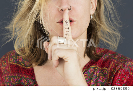 Woman Quiet Shut Up Secret Shh Portrait Concept Woman Quiet Shut Up Secret Shh Portrait Concept 32369896