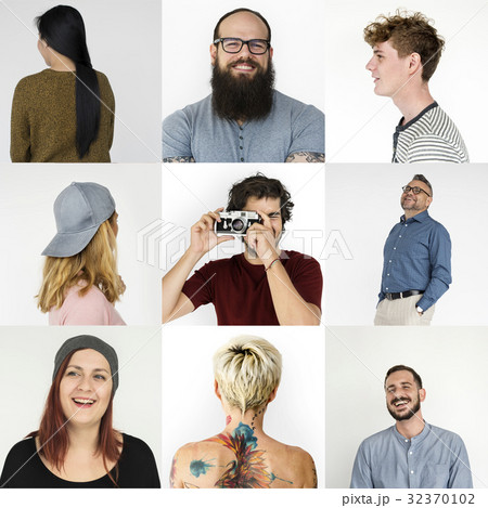 Set of Diversity People Face Expression Lifestyle Studio Collage Set of Diversity People Face Expression Lifestyle Studio Collage 32370102