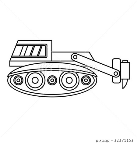Excavator with hydraulic hammer icon outline 32371153