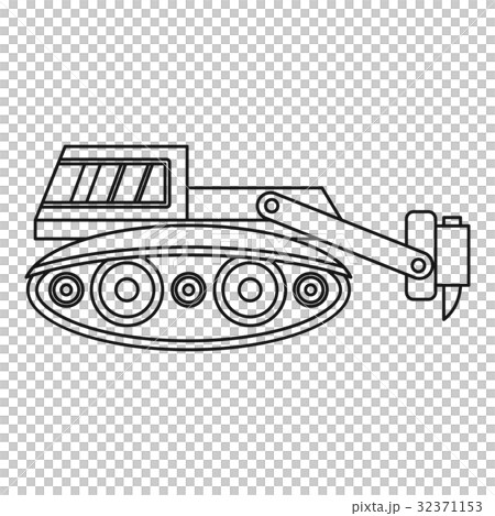 Excavator with hydraulic hammer icon outline Excavator with hydraulic hammer icon outline 32371153