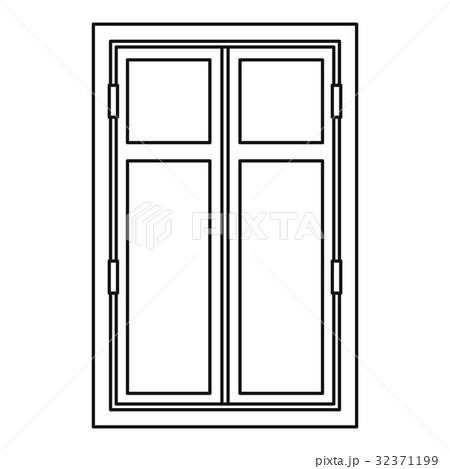 Wooden window icon outline 32371199