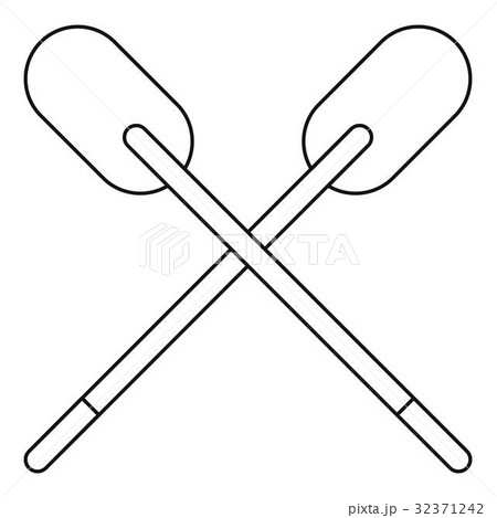 Two wooden crossed oars icon outline 32371242