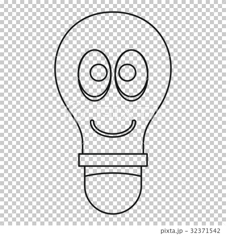 Smiling light bulb with eyes icon outline 32371542