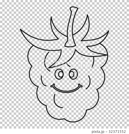 Ripe fresh smiling raspberry icon outline 32371552