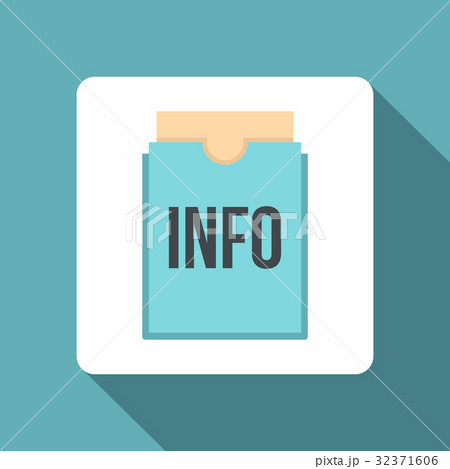 Blue info folder icon, flat style 32371606