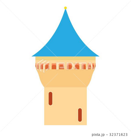 Castle tower with blue pointed dome icon 32371623