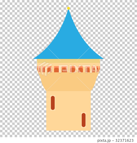 Castle tower with blue pointed dome icon 32371623