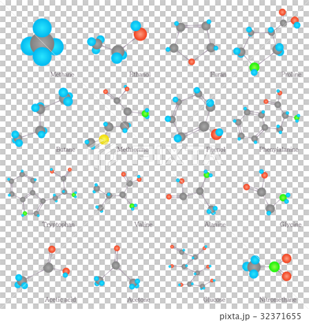 Molecules substances icons set, flat style 32371655