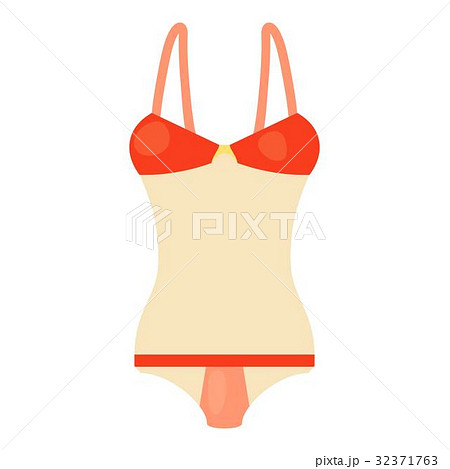 Red and white swimsuit icon, cartoon style 32371763