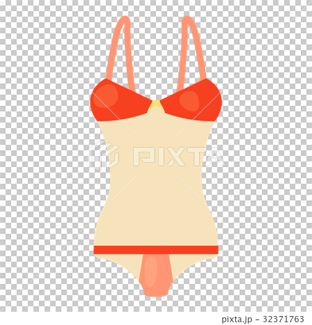 Red and white swimsuit icon, cartoon style 32371763
