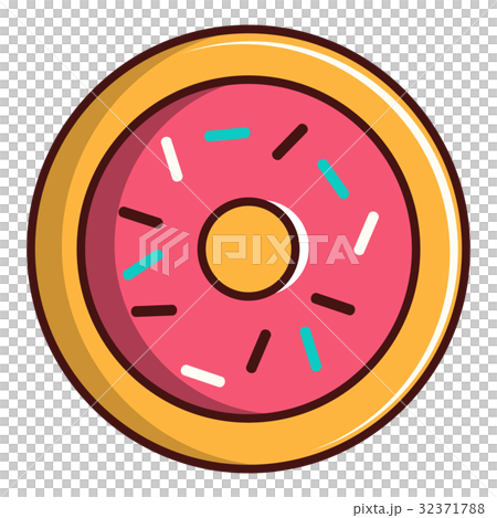 Pink glazed donut icon, cartoon style 32371788