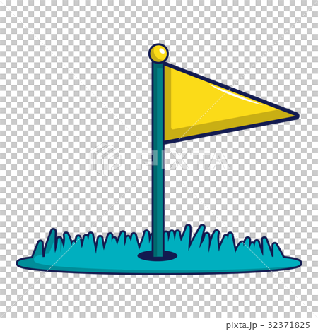 Yellow golf flag icon, cartoon style - Stock Illustration [32371825 ...