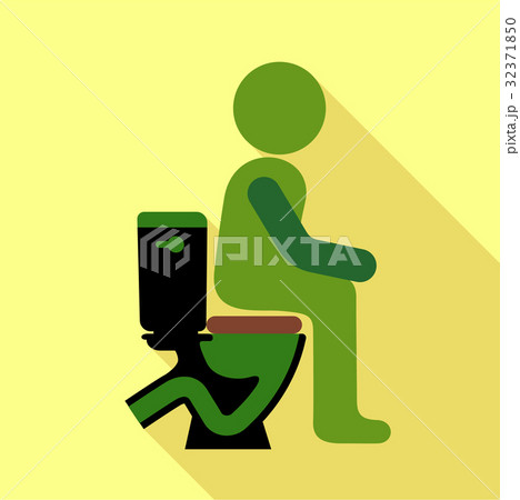 Man sitting on the toilet icon, flat style Man sitting on the toilet icon, flat style 32371850