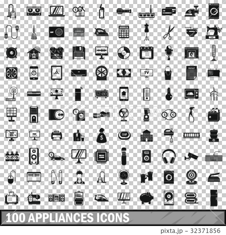 100 appliances icons set, simple style 32371856