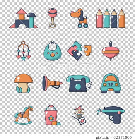 Kindergarten icons set, cartoon style 32371860