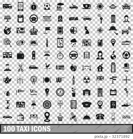 100 taxi icons set, simple style 100 taxi icons set, simple style 32371892