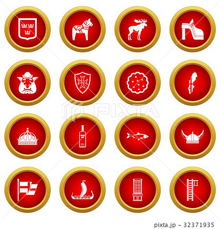 Sweden travel icon red circle set 32371935