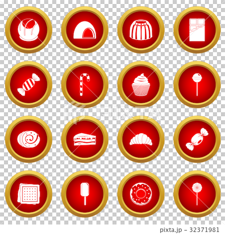 Sweets and candies icon red circle set - Stock Illustration [32371981 ...