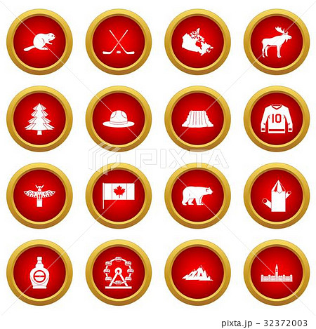Canada travel icon red circle set Canada travel icon red circle set 32372003